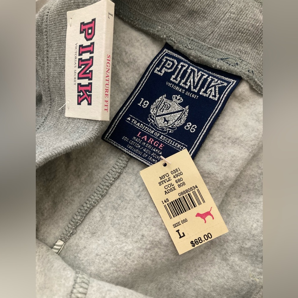 NWT RARE! Victoria’s Secret PINK Bling peace gray sweatpants joggers Large L Y2K - Picture 6 of 8